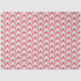 Papel de tejidos rosados de pooch blanco maltés