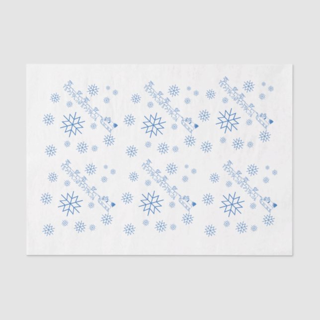 Papel de tejidos - Santa Claus, Sleigh, Snowflakes (Anverso)