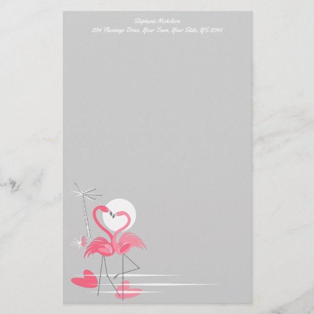 Papel de texto de Flamingo Love Side (Anverso)