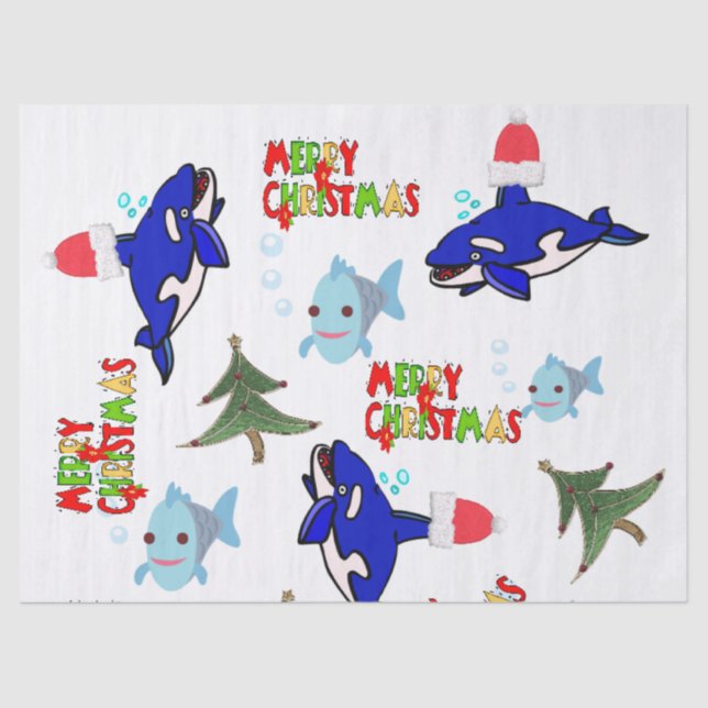 Papel de tiburón en papel navideño (Anverso)