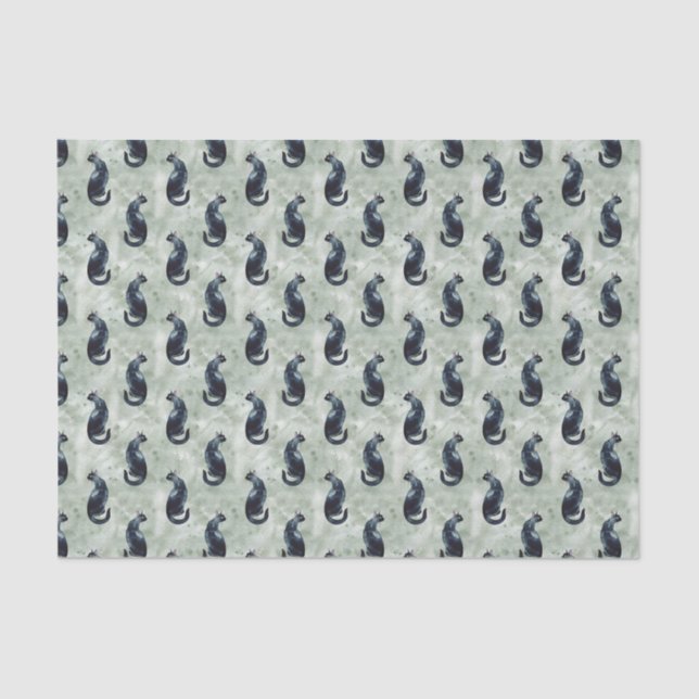 Papel de tono acuático para gato negro (Anverso)