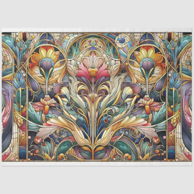 Papel de tono Art Nouveau floral de descomposición (Anverso)