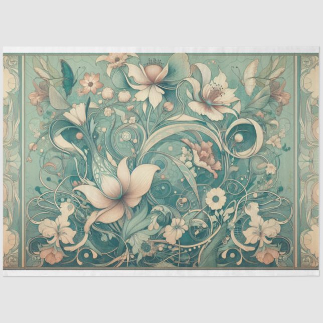 Papel de tono Art Nouveau floral de descomposición (Anverso)