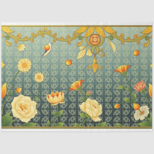 Papel de tono Art Nouveau floral de descomposición (Anverso)