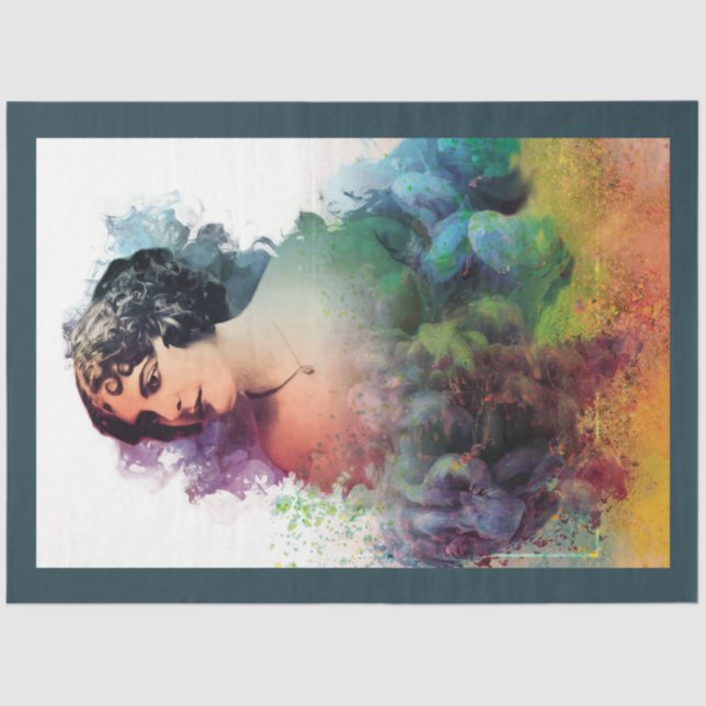 Papel de tono Art Nouveau Lady 13 Decoupage (Anverso)