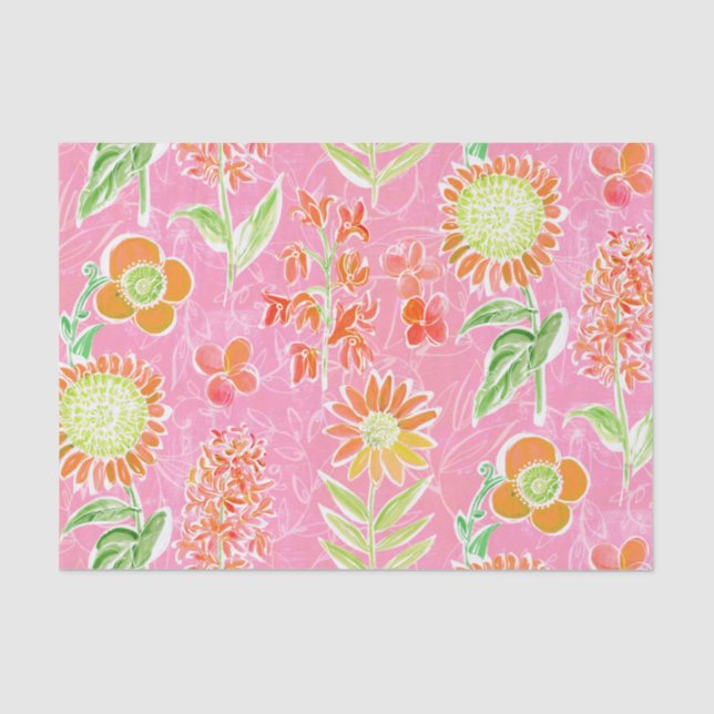Papel de tono de descomposición del boho rosa flor (Anverso)