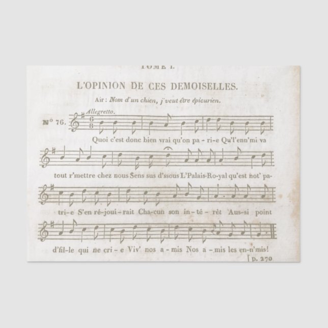 Papel de tono de descomposición musical de canción (Anverso)