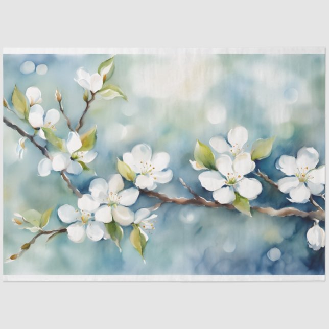 Papel de tono de deshielo floral azul y blanco (Anverso)