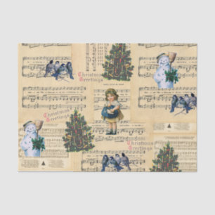 Papel de tono de música de Snowman, árbol de Navid