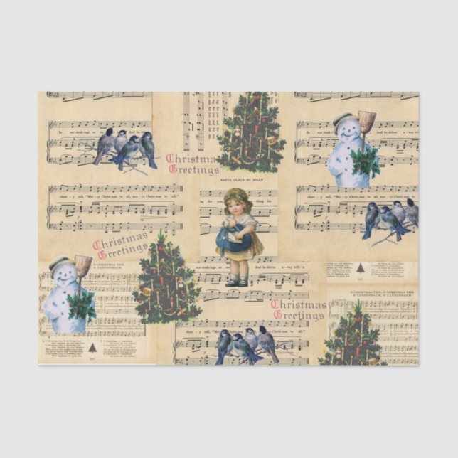 Papel de tono de música de Snowman, árbol de Navid (Anverso)