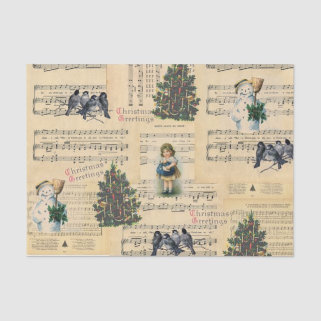 Papel de tono de música de Snowman, árbol de Navid (Anverso)