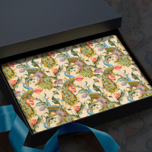 Papel de tono de patrón floral Peacock Art Nouveau (Subido por el creador)
