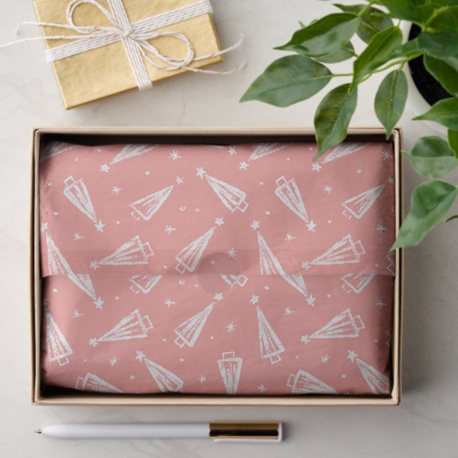 Papel de tono del patrón de árbol de Navidad rosa (Regalo )