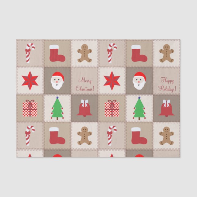 Papel de tono del patrón de navidades - Beige (Anverso)