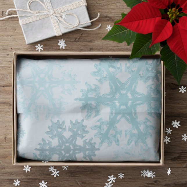 Papel de tono del patrón del hielo helado de invie (Teal Winter Ice Snowflake Pattern Tissue paper just for you)