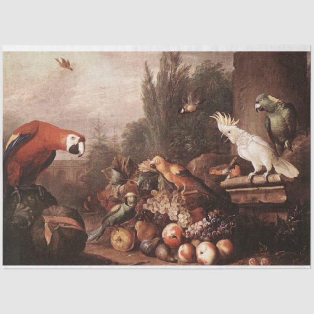 Papel de tono desconchado de pájaros de época (Anverso)