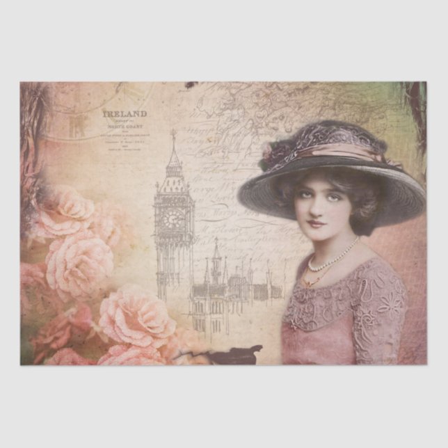 Papel de tono desconsolador de la dama victoriana  (Anverso)