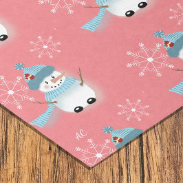 Papel de tono Rosa del patrón Snowflake de Snowman