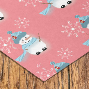Papel de tono Rosa del patrón Snowflake de Snowman