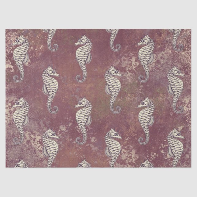 Papel de tono rosado con caballito de mar blanco (Anverso)