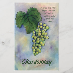 Papel de uvas y descripción de vino Chardonnay