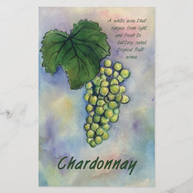 Papel de uvas y descripción de vino Chardonnay (Anverso)