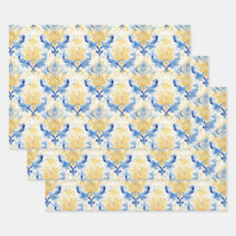 PAPEL DECORATIVO AZUL Y AMARILLO DE COLOR ACUÁTICO