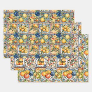 PAPEL DECORATIVO DE FRUTA SICILIANA FLORAL DE BALD