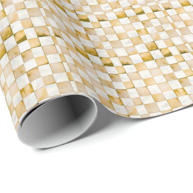Papel decorativo de regalo a cuadros marrones (Esquina del rollo)