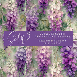 PAPEL DECORATIVO FLORAL DE GLICINIA AL ACUARELA CO