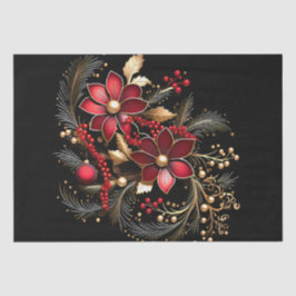 Papel decorativo rojo de flores en el tejido navid