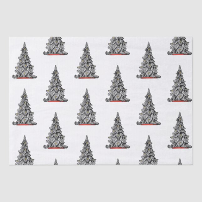 Papel del árbol de NAVIDAD negro y blanco (Anverso)