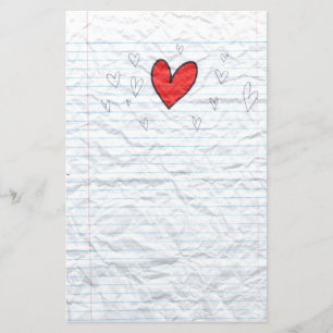 Papel del cuaderno del Doodle del corazón