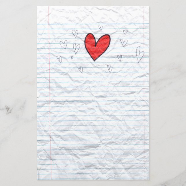 Papel del cuaderno del Doodle del corazón (Anverso)