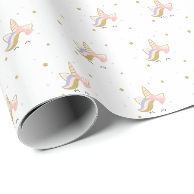 Papel del papel de regalo del unicornio (Esquina del rollo)