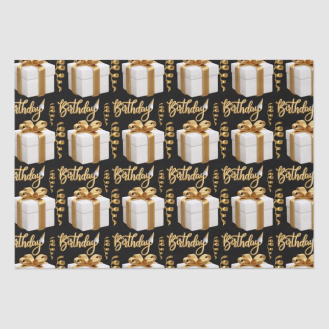 Papel del té del oro blanco feliz cumpleaños (Anverso)