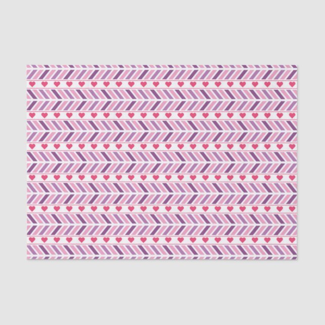 Papel del tejido de Chevrons y Hearts (Anverso)