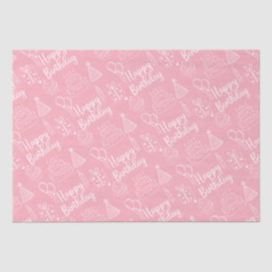 Papel del tejido de cumpleaños rosado
