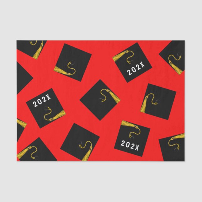 Papel del tejido de graduación rojo (Anverso)