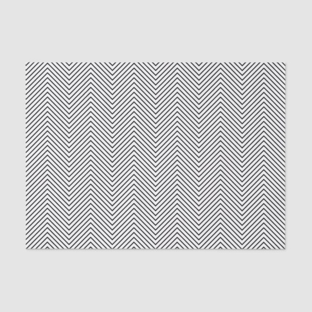 Papel del tejido de la línea Chevron - Negro sobre (Anverso)