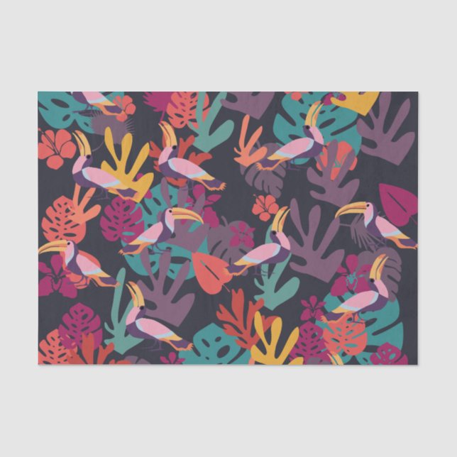  Papel del tejido de la selva y las aves tropicale (Anverso)