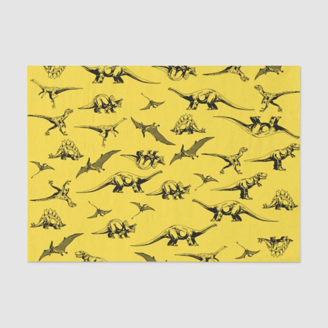 Papel del tejido de los dinosaurios amarillos (Anverso)