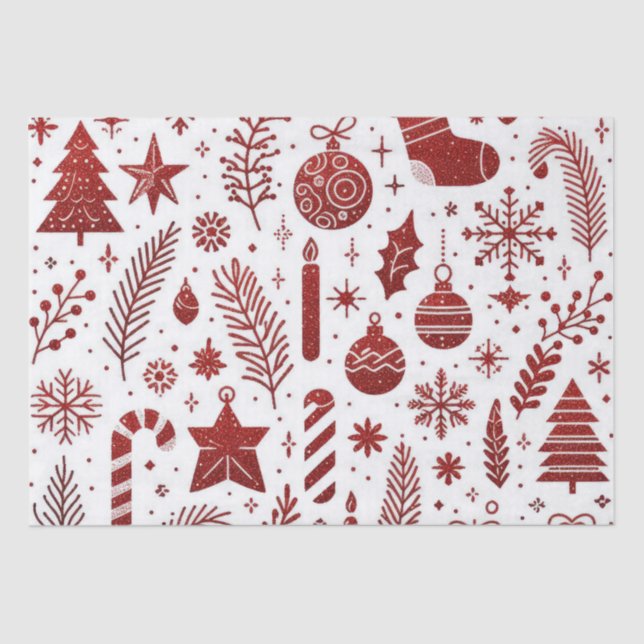Papel del tejido de los Navidades rojos blancos (Anverso)