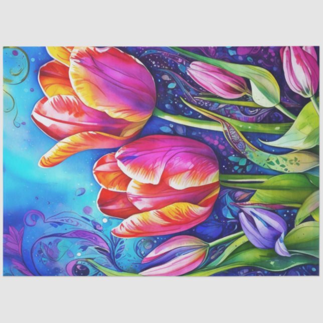 Papel del tejido de los tulipanes florales de prim (Anverso)