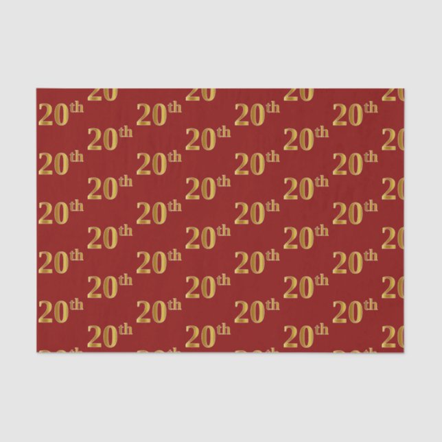 Papel del Tejido del Evento Red, Faux Gold 20th (2 (Anverso)
