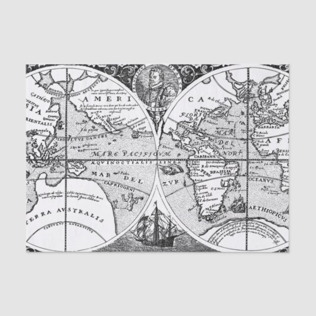 Papel del tejido del mapa antiguo (Anverso)