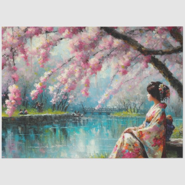 Papel del tejido del paisaje asiático (Anverso)