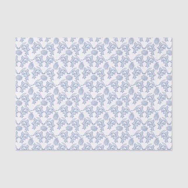 Papel del tejido del patrón floral índigo azul (Anverso)