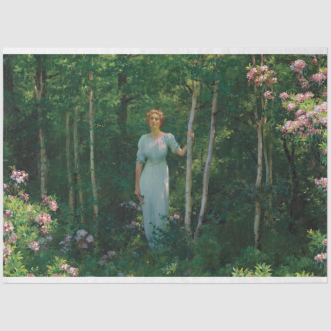 Papel del tejido pintado por una mujer Art Deco (Anverso)