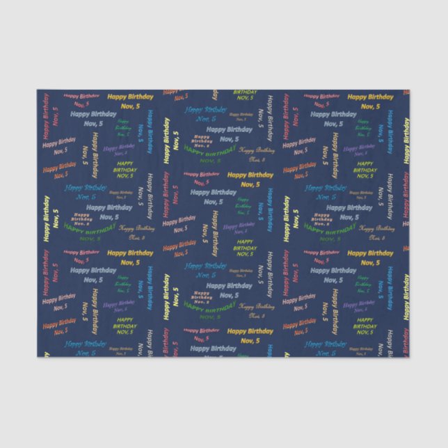 Papel del tema de cumpleaños 5 de noviembre (Anverso)